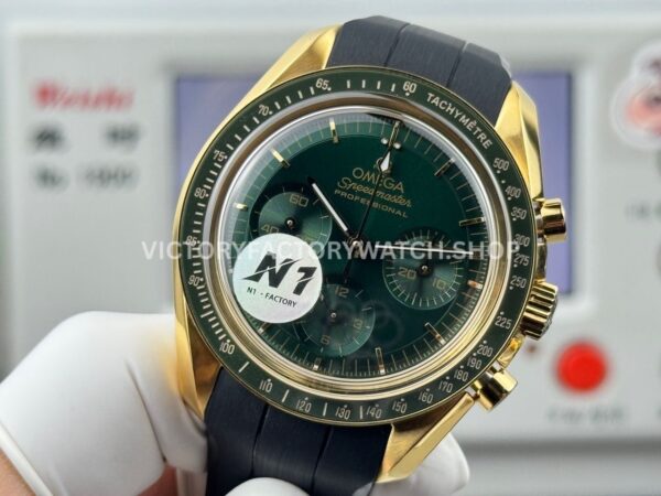 N1 Factory Omega Speedmaster Professional Moonwatch 310.63.42.50.02.001 Gold Rubber Strap Green Dial (3) N1 Factory Omega Speedmaster Professional Moonwatch 310.63.42.50.02.001 42mm Yellow Gold Rubber Strap Green Dial