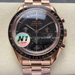 N1 Factory Omega Speedmaster Professional Moonwatch 310.63.42.50.02.001 full rose gold black dial replica watch