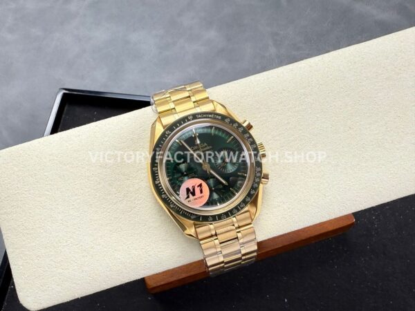 N1 Factory Omega Speedmaster Professional Moonwatch 310.63.42.50.02.001 42mm Full Yellow Gold Green Dial
