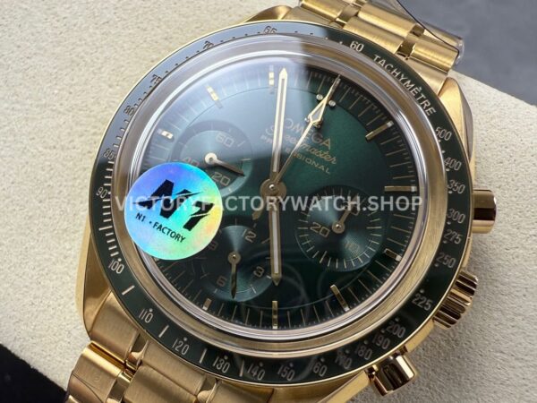 N1 Factory Omega Speedmaster Professional Moonwatch 310.63.42.50.02.001 42mm Full Yellow Gold Green Dial