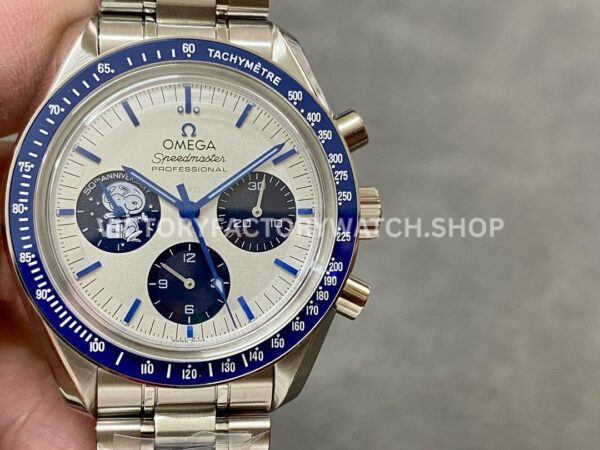 N1 Factory Omega Speedmaster Silver Snoopy Award 50th Anniversary 310.32 (1) N1 Factory Omega Speedmaster Silver Snoopy Award 50th Anniversary 42mm white dial line strap replica watch
