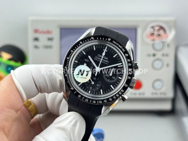 N1 Factory Omega Speedmaster Professional Moonwatch 310.30.42.50.01.002 42mm Steel Rubber Strap Black Dial