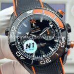N1 Factory Omega Seamaster Planet Ocean Chronograph 215.92.46.51.01.001 45mm Black DLC-coated Rubber Strap Black Dial