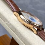 N1 Factory Omega De Ville Prestige 424.53.40.20.02.002 39.5mm Yellow Gold Brown Leather Strap Roman Number Silver Dial