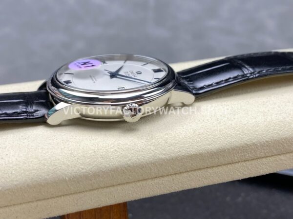 N1 Factory Omega De Ville Prestige 424.53.40.20.04.001 39.5mm White Gold Black Leather Strap Roman Number Silver Dial