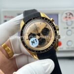 N1 Factory Omega Speedmaster Professional Moonwatch 310.62.42.50.99.001 42mm Yellow Gold Rubber Strap Pink Dial
