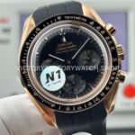 N1 Factory Omega Speedmaster Professional Moonwatch 310.63.42.50.02.001 42mm Rose Gold Rubber Strap Black Dial