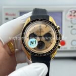 N1 Factory Omega Speedmaster Professional Moonwatch 310.62.42.50.99.001 yellow gold rubber strap pink dial replica watch