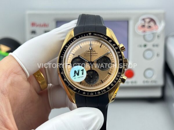 N1 Factory Omega Speedmaster Professional Moonwatch 310.62.42.50.99.001 yellow gold rubber strap pink dial replica watch