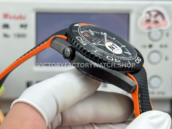 N1 Factory Omega Seamaster Planet Ocean Chronograph 215.92.46.51.01.001 45mm Black DLC-coated Rubber Strap Black Dial