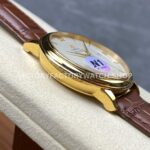 N1 Factory Omega De Ville Prestige 424.53.40.20.02.001 39.5mm Rose Gold Brown Leather Strap Roman Number Silver Dial