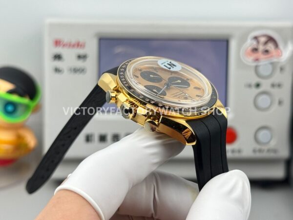 N1 Factory Omega Speedmaster Professional Moonwatch 310.62.42.50.99.001 42mm Yellow Gold Rubber Strap Pink Dial