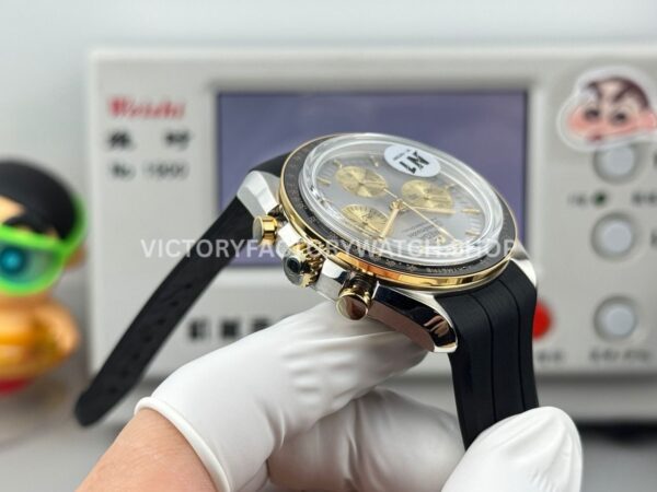 N1 Factory Omega Speedmaster Professional Moonwatch 310.20.42.50.02.001 42mm Yellow Gold Rubber Strap Silver Dial