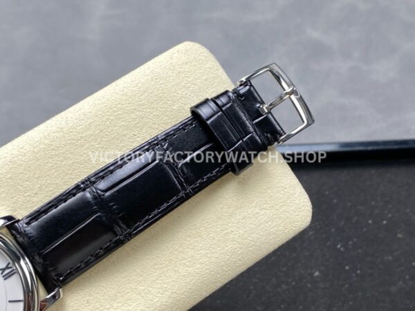 N1 Factory Omega De Ville Prestige 424.53.40.20.04.001 39.5mm White Gold Black Leather Strap Roman Number Silver Dial