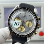 N1 Factory Omega Speedmaster Professional Moonwatch 310.20.42.50.02.001 42mm Yellow Gold Rubber Strap Silver Dial