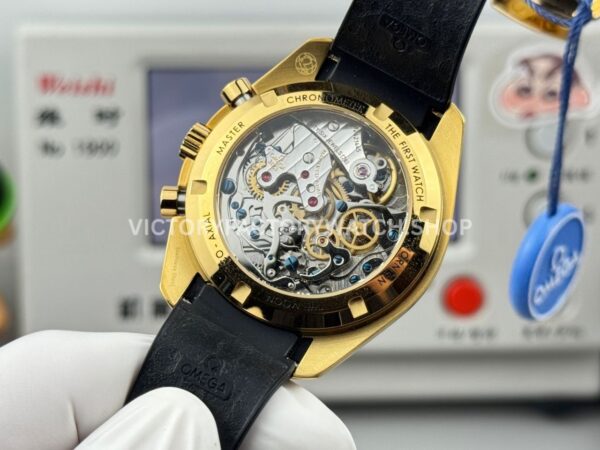 N1 Factory Omega Speedmaster Professional Moonwatch 310.62.42.50.99.001 42mm Yellow Gold Rubber Strap Pink Dial