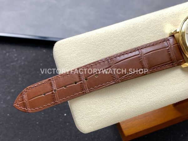 N1 Factory Omega De Ville Prestige 424.53.40.20.02.001 39.5mm Rose Gold Brown Leather Strap Roman Number Silver Dial