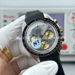 N1 Factory Omega Speedmaster Professional Moonwatch 310.20.42.50.02.001 42mm Yellow Gold Rubber Strap Silver Dial