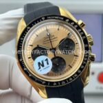 N1 Factory Omega Speedmaster Professional Moonwatch 310.62.42.50.99.001 42mm Yellow Gold Rubber Strap Pink Dial