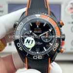 N1 Factory Omega Planet Ocean Chronograph 45mm black DLC black dial rubber strap replica watch