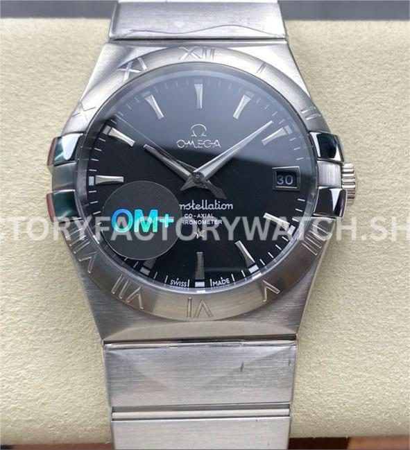 OM+ Factory Omega Constellation Men 123.10.38.21.01.001 38mm full steel black dial replica watch