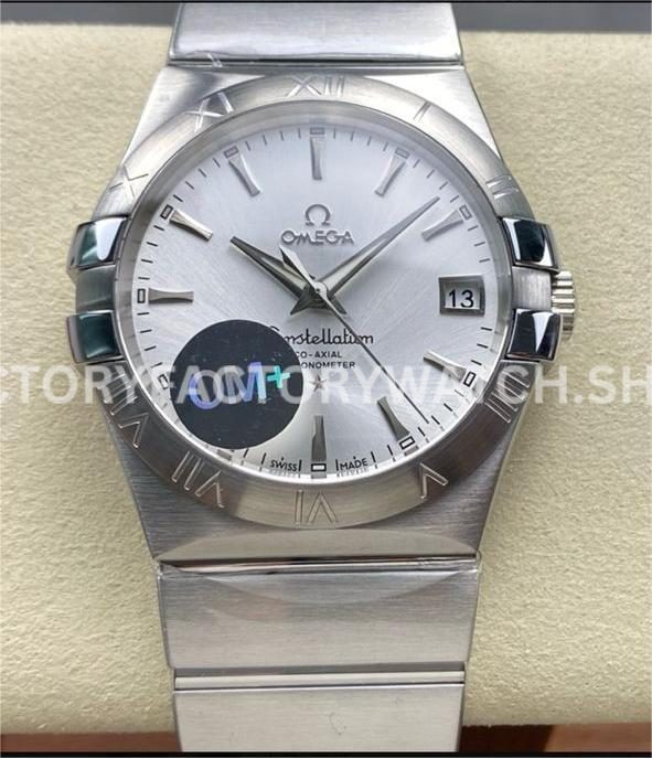 OM+ Factory Omega Constellation Men 123.10.38.21.02.001 38mm full steel silver dial replica watch