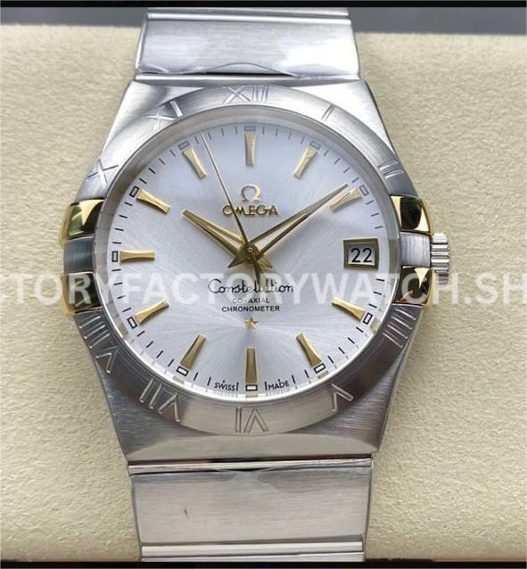 Omega Constellation Men 123.10.38.21.02.001 38mm full steel silver dial replica watch by OM+ Factory