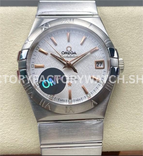 OM+ Factory Omega Constellation Men 123.10.38.21.02.002 38mm full steel silver dial replica watch