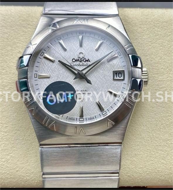 OM+ Factory Omega Constellation Men 123.10.38.21.02.003 38mm full steel silver dial replica watch