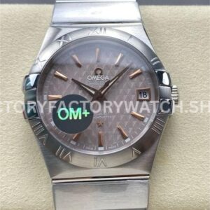 OM+ Factory Omega Constellation Men 123.10.38.21.06.002 38mm full steel pink dial replica watch