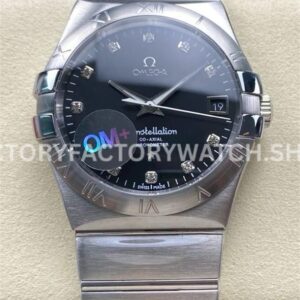 OM+ Factory Omega Constellation Men 123.10.38.21.51.00 38mm full steel diamond black dial replica watch
