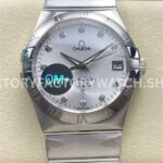 OM+ Factory Omega Constellation Men 123.10.38.21.52.001 38mm full steel diamond silver dial replica watch