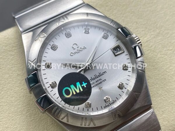 OM+ Factory Omega Constellation Men 123.10.38.21.52.001 38mm Full Steel Diamond Silver Dial