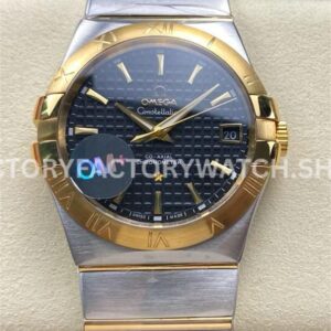 OM+ Factory Omega Constellation Men 123.20.35.20.01.001 38mm gold steel black dial replica watch