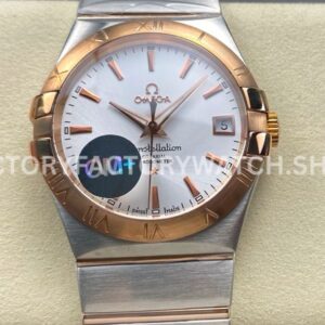 OM+ Factory Omega Constellation Men 123.20.38.21.02.001 38mm rose gold steel silver dial replica watch