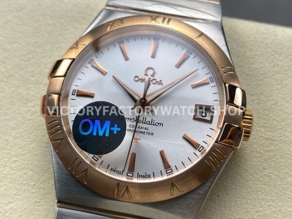 OM+ Factory Omega Constellation Men 123.20.38.21.02.001 38mm Rose GoldSteel Silver Dial (5) OM+ Factory Omega Constellation Men 123.20.38.21.02.001 38mm Rose Gold Steel Silver Dial
