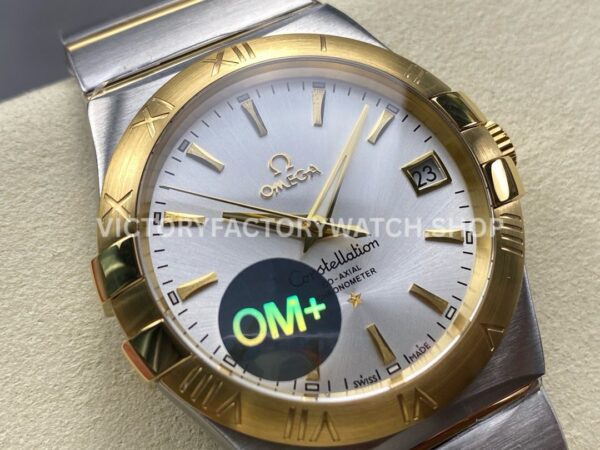 OM+ Factory Omega Constellation Men 123.20.38.21.02.002 38mm Gold Steel Silver Dial