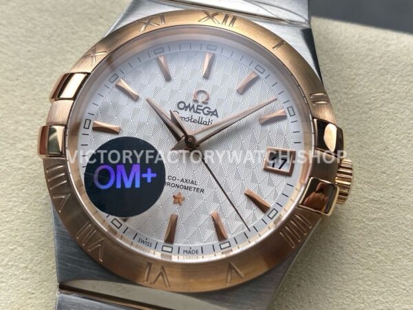 OM+ Factory Omega Constellation Men 123.20.38.21.02.008 38mm Rose GoldSteel Silver Dial (1) OM+ Factory Omega Constellation Men 123.20.38.21.02.008 38mm Rose Gold Steel Silver Dial