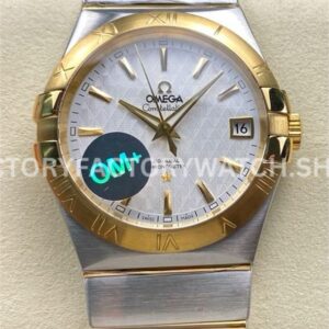 OM+ Factory Omega Constellation Men 123.20.38.21.02.009 38mm GoldSteel Silver Dial (5) OM+ Factory Omega Constellation Men 123.20.38.21.02.009 38mm gold steel silver dial replica watch