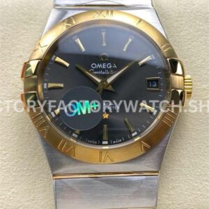 OM+ Factory Omega Constellation Men 123.20.38.21.06.001 38mm Yellow GoldSteel Grey Dial (5) OM+ Factory Omega Constellation Men 123.20.38.21.06.001 38mm yellow gold steel grey dial replica watch