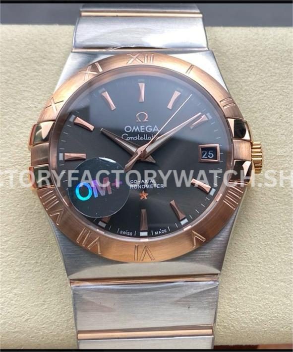 OM+ Factory Omega Constellation Men 123.20.38.21.06.002 38mm Rose GoldSteel Grey Dial (2) OM+ Factory Omega Constellation Men 123.20.38.21.06.002 38mm rose gold steel grey dial replica watch