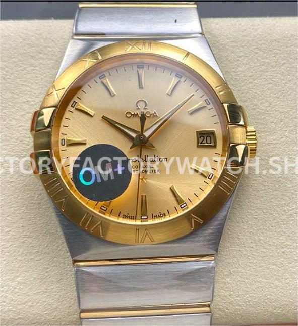 OM+ Factory Omega Constellation Men 123.20.38.21.08.001 38mm GoldSteel Champagne Dial (6) OM+ Factory Omega Constellation Men 123.20.38.21.08.001 38mm gold steel champagne dial replica watch