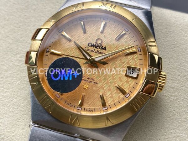 OM+ Factory Omega Constellation Men 123.20.38.21.08.002 38mm GoldSteel Gold Dial (7) OM+ Factory Omega Constellation Men 123.20.38.21.08.002 38mm Gold Steel Gold Dial