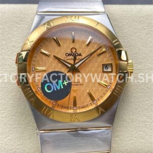 OM+ Factory Omega Constellation Men 123.20.38.21.08.002 38mm GoldSteel Gold Dial (9) OM+ Factory Omega Constellation Men 123.20.38.21.08.002 38mm gold steel gold dial replica watch
