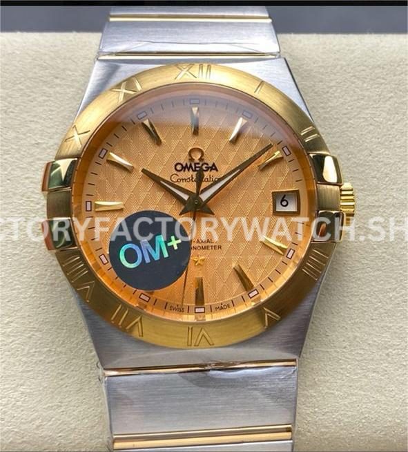 OM+ Factory Omega Constellation Men 123.20.38.21.08.002 38mm GoldSteel Gold Dial (9) OM+ Factory Omega Constellation Men 123.20.38.21.08.002 38mm gold steel gold dial replica watch