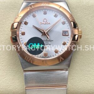 OM+ Factory Omega Constellation Men 123.20.38.21.52.002 38mm Rose GoldSteel Diamond Silver Dial (2) OM+ Factory Omega Constellation Men 123.20.38.21.52.002 38mm rose gold steel diamond silver dial replica watch