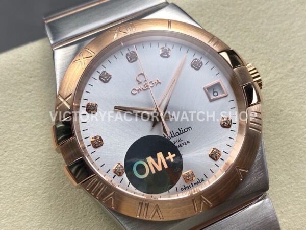 OM+ Factory Omega Constellation Men 123.20.38.21.52.002 38mm Rose GoldSteel Diamond Silver Dial (3) OM+ Factory Omega Constellation Men 123.20.38.21.52.002 38mm Rose Gold Steel Diamond Silver Dial