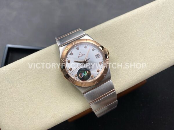 OM+ Factory Omega Constellation Men 123.20.38.21.52.002 38mm Rose GoldSteel Diamond Silver Dial (4) OM+ Factory Omega Constellation Men 123.20.38.21.52.002 38mm Rose Gold Steel Diamond Silver Dial