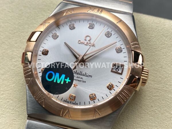 OM+ Factory Omega Constellation Men 123.20.38.21.52.002 38mm Rose GoldSteel Diamond Silver Dial (7) OM+ Factory Omega Constellation Men 123.20.38.21.52.002 38mm Rose Gold Steel Diamond Silver Dial