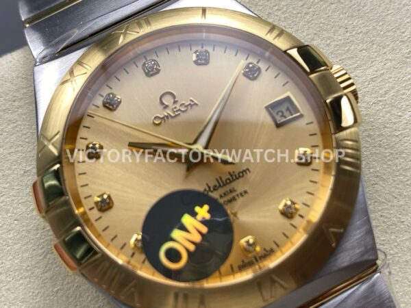 OM+ Factory Omega Constellation Men 123.20.38.21.58.001 38mm GoldSteel Diamond Gold Dial (1) OM+ Factory Omega Constellation Men 123.20.38.21.58.001 38mm Gold Steel Diamond Gold Dial